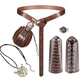 Vercico 6PCS Mittelalter Kleidung für Damen Herren Accessoires Set, Wikinger Gürtel Lederbeutel Armschienen Vintage Renaissance Ritter Deko