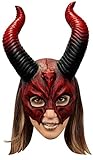 Ghoulish Productions Teufel Mythische Hörnte Totenkopf Maske Teufel Kostüm für Frauen Teufel Maske Halloween für Frauen Demon Maskerade Maske für Frauen Einheitsgröße Latex Maske Erwachsene