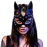 Katzenmaske, sexy Cosplay Leder Katzenmasken Maskerade halbe Gesichtsmaske Halloween Kostüm Zubehör für Frauen