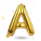 FUNXGO Folienballon Buchstaben gold A - Buchstaben Luftballon Klein A - ca. 40cm Nur Luftfüllung - Ideal für Geburtstag, Hochzeit & Party Deko - Ballon Buchstabe A gold