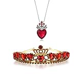 Evie Red Heart Tiara and Necklace Descendants Red Heart Crown Jewelry Set Theme Tiara Halloween Princess Christmas Costume Teen Gift for Girls