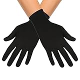 KarneLux Handschuhe Schwarz - 1 Paar Damen Herren Handschuhe als Kostüm Zubehör - Accessoire für Karneval, Halloween oder Mottopartys 23 cm