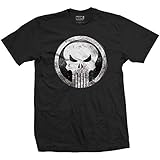 T-Shirt # S Black Unisex # Punisher Metal Badge