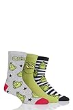 SockShop Herren und Damen Grinch Baumwolle Socken Packung mit 3 Assortiert 39-45