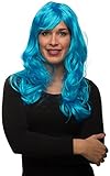 Sexy Langhaar Damen Frauen Perücke lockig/gewellt für Fasching Karneval Motto Party - 13 Farben (Türkis)
