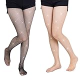 2pcs Damen Glitzer Strumpfhose Strass Netzstrumpfhosen für Halloween Fasching Kostüm Karneval Cosplay Party Performance