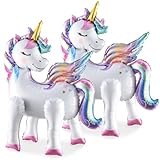 2 Stück Einhorn Folienballon, 3D Folienballon Einhorn Stehend, Einhorn Luftballons mit Beinen, Einhorn Helium Ballon, Einhorn Deko Kindergeburtstag, Unicorn Deko für Mädchen Kinder Geburtstag Party