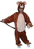 Karneval-Klamotten Maus Kostüm Kinder Jerry Plüsch Katzen-Overall mit Kopf Mütze Junge-n Mädchen Tier Kinderkostüm