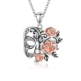HUKKUN Phantom der Oper Halskette 925 Sterling Silber Phantom der Oper Merchandise Maske Halskette Broadway Musiktheater Schmuck für Frauen