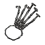 FakeFace Halloween Skelett Hand Armband Punk Rock Gothic Schmuck Skeleton Knochen-Handtalon Greifer-Schädel-Armband mit verstellbarem Ring Cosplay Requisite Party Schmuck (Schwarz)