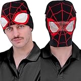 Concept One Unisex-Erwachsene Marvel Spider-Man Miles Morales Roll Down Cuff Strickmütze Winter Skull Cap Beanie-Mütze, Schwarz/Rot, Einheitsgröße