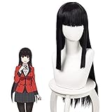 LeMarnia Schwarze lange gerade Ponyperücke für Cosplay Jabami Yumeko Perücke Halloween Kostüm Party Perücke