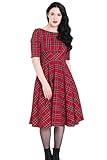 Hell Bunny Irvine Tartan 1950er Jahre Vintage Retro Kleid - Rot (L - DE 40)