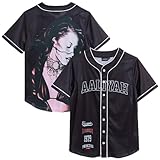 Aaliyah Unisex-Baseballtrikot – Retro 90er Jahre R&B Konzert Button Down Fashion Top – Vintage Jersey T-Shirt (S-XL), Schwarz, XL