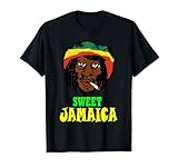 Alzo Rasta Design - Damen Rasta Jamaikanisch Reggae Jamaika T-Shirt, Schwarz, S, Halbarm, Rundhals-T-Shirt, Party, Sommer, Frühling