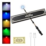 WDKXCN Elderstab Harry P-Otter, Zauberstab Dumbledore mit 5 Farben Licht, Dumbledore Zauberstab mit USB Aufladung, Elderstab Zauberstab Magic Stab in Geschenkbox mit Stationsticket und Kabel