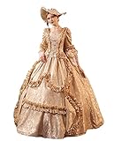 18th Century Women's Rococo Ball Gown Print Long Gothic Victorian Dress Masquerade Theme Dresses(L,Rococo-2)