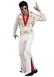 Tante Tina Elvis Kostüm für Herren - 3-teiliges Rockstar Kostüm inklusive Overall, Gürtel und Halstuch - Weiß - Größe L (54/56)