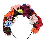 Merroyal Stirnband im Stil Frida Kahlo mit mexikanischer Blumenkrone, Party-Kostüm, Halloween, Kopfschmuck Gr. Einheitsgröße, Mexikanische Farbe