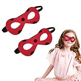 XNIVUIS 2 Stück Marienkäfer Maske Rot mit Schwarzen Punkten Cosplay Maske Ladybug Mask Masken Miraculous Ladybug Maske Fasching Kopfschmuck Erwachsene Karneval Accessoires (Rot+Schwarz) (Rot+Schwarz)