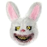 UNOLIGA Halloween Maske Horror Hasenmaske, Gruselige Halloween Maske für Erwachsene Kinder, Lustige Bunny Maske für Halloween Kostüm Karnevalsparty Cosplay Maskerade, Blutige Kaninchen Maske
