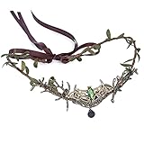 MOSTORY Handgemachte Bronze Grün Waldkrone Elfen Fledermaus Flügel Stirnband Grün Kristall Haargirlande für Hexenkönigin Prinzessin Cosplay Kostüm Karneval Halloween Party Fee Ball Bronze Grün