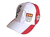 Makotex Kappe Köln mit Schrift und Wappen weiß rot Basecap Karneval Kostüm Damen Herren