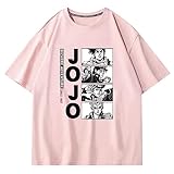 Unisex JoJo's Bizarre Adventure Anime T-Shirt Kujo Jotaro Beiläufig Lose Kurze Ärmel Streetwear Tops Harajuku Cosplay Kostüm