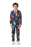 SUITMEISTER Lustiger Anzug für Jungen, Konfetti-Luftballons, bedruckt, schmale Passform, Blau, Blau