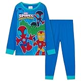 Marvel Spiderman Jungen Schlafanzug Set, Bequeme Atmungsaktive Nachtwäsche - Kinder Geschenke(Blau/Mehrfarbig, 5-6 Jahre)