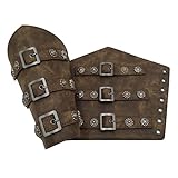 Wikinger-Armschienen, mittelalterliche Gürtel-Leder-Schnalle-Armschienen, handgefertigte Vollnarbenleder-Armschienen, Ritter LARP Retro Renaissance Armschützer, Halloween Kostümzubehör für Mottoparty