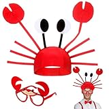 Neer 2 Stück Karneval Mütze und Brille Set Neuheit Party Hut Lustige Sonnenbrille Cosplay Kostüm Accessoires (Krabbe)