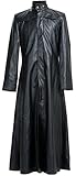 Aksah Fashion Herren The Keanu Reeves Neo Trinity Matrix Black Trenchcoat Long Leather Coat Costume, Schwarz , XL