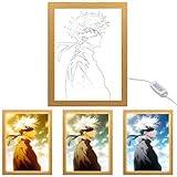MeYuxg Jujutsu Kaisen Kreative Dekorative Malerei, LED Bilderrahmen Gojo Satoru, Beleuchteter Bilderrahmen Helligkeit Einstellbar, Wanddekoration für Zuhause, Stil 2