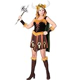 W WIDMANN MILANO Party Fashion - Kostüm Viking, Kleid mit Umhang, Armstulpen und Helm, Wikingerin, Mottoparty, Karneval