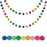 2 Stück Filzkugel Girlande Mehrere Farben 5.56ft 60pcs Filzbälle Handgefertigt Hängende Dekoration für Christbaumschmuck Dekoration Party Deko