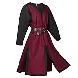 RUMAOZIA Herren Mittelalter Ritter Kostüm Templer Tunika Renaissance Wikinger Outfit Tunika Retro Mittelalter Kleidung Waffenrock Kreuzritter Rock Halloween Kostüme Cosplay Surcoat Robe