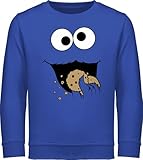 Shirtracer Sweatshirt Kinder Pullover für Jungen Mädchen - Karneval & Fasching - Keks Monster I Krümelmonster I Cookie Monster - 116 (5/6 Jahre) - Royalblau - krümmelmonsteranzug Faschings Auge