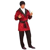 NET TOYS Playboy Kostüm Charmeur, Hugh Heffner Mantel, Playboykostüm, Fasching Karneval, L 50/52 rot