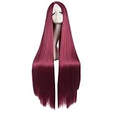 MapofBeauty 40 Zoll/100cm Schnitzen Lange Lockige Cosplay Anime Kostüm Party Perücke (Blood Rot)