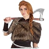 keland Wikinger Kunstfell Kragen Schal Stola Wikingerpelz Schulterfell Mittelalter Fell Schulterüberwurf (Braun)