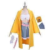 JOHLCR 4-Teiliges Set Anime Cosplay KostüM Danganronpa V3 Angie Yonaga Kleid Anime Kostüm für Erwachsene Geeignet für Halloween, Bühnenspiel, Party (M, Gelb)