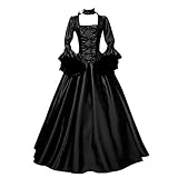 Generisch Mittelalter Kleidung Damen Vintage Renaissance Kleid Gothic Kleid Mittelalter Kostüm für Damen Faschingskostüme Elegant Viktorianisches Kleid Barock Kleid Outlet Angebote Schwarz M