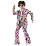 Fun Shack Hippie Kostüm Männer, Herren Kostüm Hippie, 70 er Jahre Kleidung, Kostüm Zeitreise Kostüm Herren, 70 Jahre Outfit Herren, Anzug 70er Jahre Herren - L