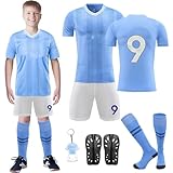 Fußballtrikot Kinder 2023/2024 Jungen Football Trikot Set, Schweißabsorbierenden Fußball Trikot Trainingsanzug Shirts Shorts und Socks, Nr.9 Jersey Fußballtrikot für Jungen Mädchen