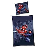 Spiderman Wende Bettwäsche Set · 135x200 80x80 cm aus 100% Baumwolle · Kinderbettwäsche für Mädchen und Jungen mit Reißverschluss (Classic)