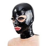 Latex-Maske schwarz, für BDSM, Fetisch, Bondage, Halloween, Cosplay, Rollenspiele (M)