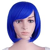 MapofBeauty Frauen kurze gerade Cosplay Party Perücke BOB Perücke (hell dunkelblau)