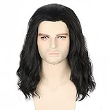 Topcosplay Perücke für Herren, Schwarz Perücke Kurz für Kostüm Fancy Dress Cosplay Halloween (Schwarz Lockig)