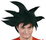 FIESTAS GUIRCA | Krieger Perücke in Schwarz (Einheitsgröße) - Unisex Erwachsene - Perücke für Anime und Cosplay Kostüme - Ideal für Halloween, Karneval und Kostümpartys - Schwarz